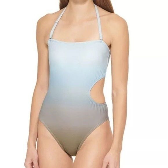 NWT DKNY Ombre Blue Strapless One Piece Swimsuit - Picture 2 of 14